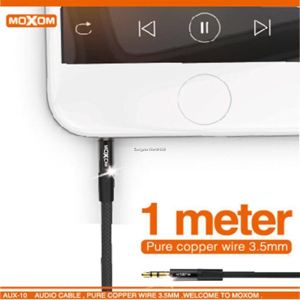 وصلة صوت MOXOM AUX-10 – قماش + نحاس نقي - Image 1 + 1