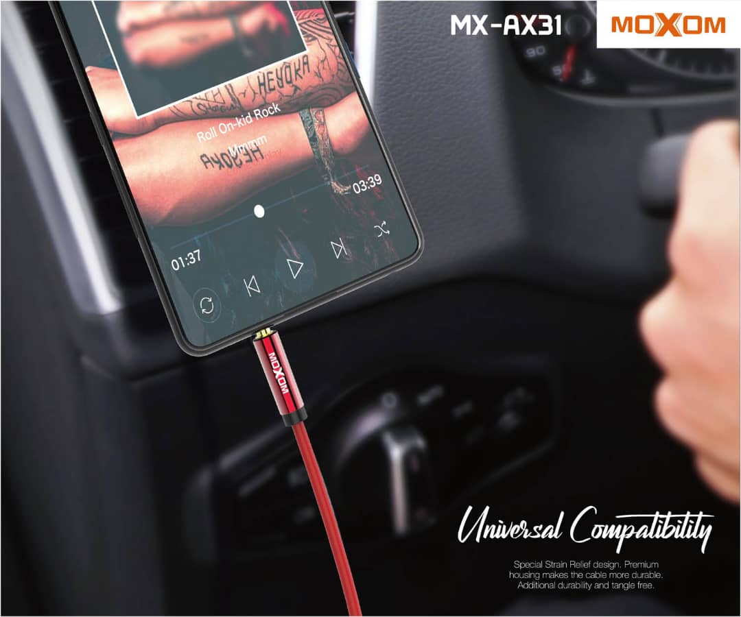 وصلة صوت MOXOM AUX غلاف قماشي - Image 1 + 1