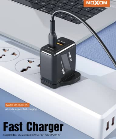 شاحن MOXOM بقوة 45 W بمنفذين - Image 2 + 1