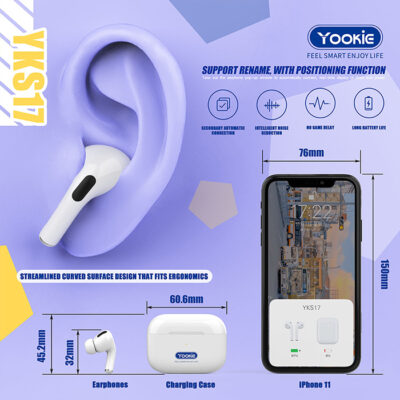 سماعة Yookie YKS17 – لاسلكية – صوت ستيريو – تصميم مريح - Image 2 + 1