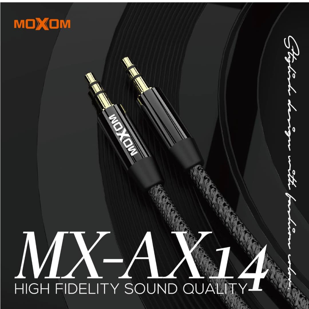 وصلة صوت MOXOM MX-AX14 – 2 متر – غلاف قماشي - Image 1 + 1