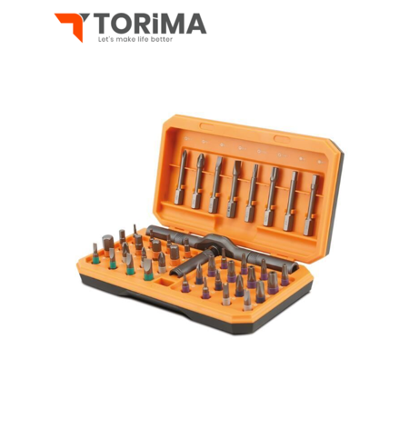طقم مفكات torima الرمادي – مجموعة إصلاح شاملة متعددة الرؤوس مكونة من 40 قطعة للاستخدام المهني 