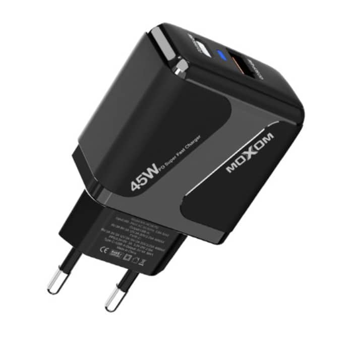 شاحن MOXOM  بقوة 45 W بمنفذين
