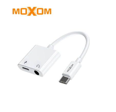 تحويلة moxom من Type-C إلى 3.5 مم + Type-C (شحن وصوت، 3A PD)