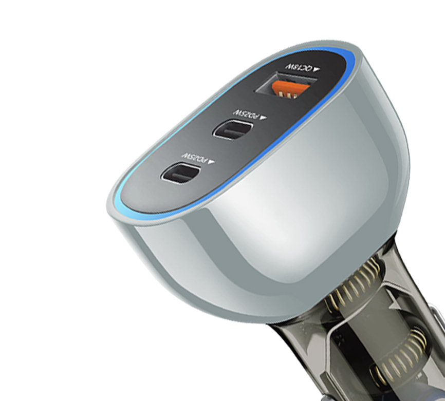 شاحن سيارة سريع torima بـ 3 منافذ – 68 واط QC3.0 + USB PD 50W، Type-C (12–24 فولت)  - Image 2 + 1