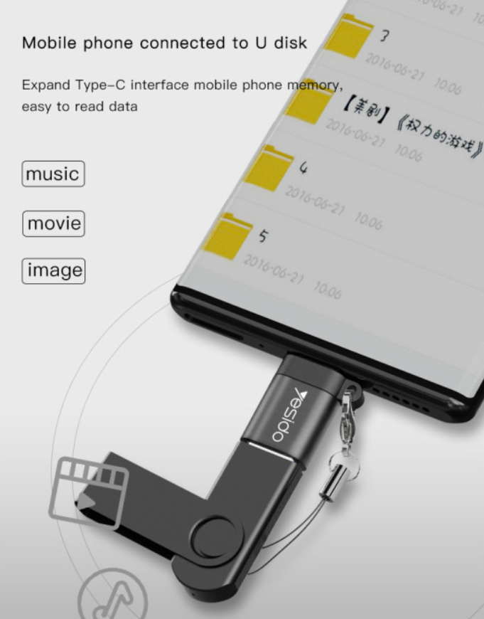 محول yesido من Type-C إلى USB-A - Image 2 + 1
