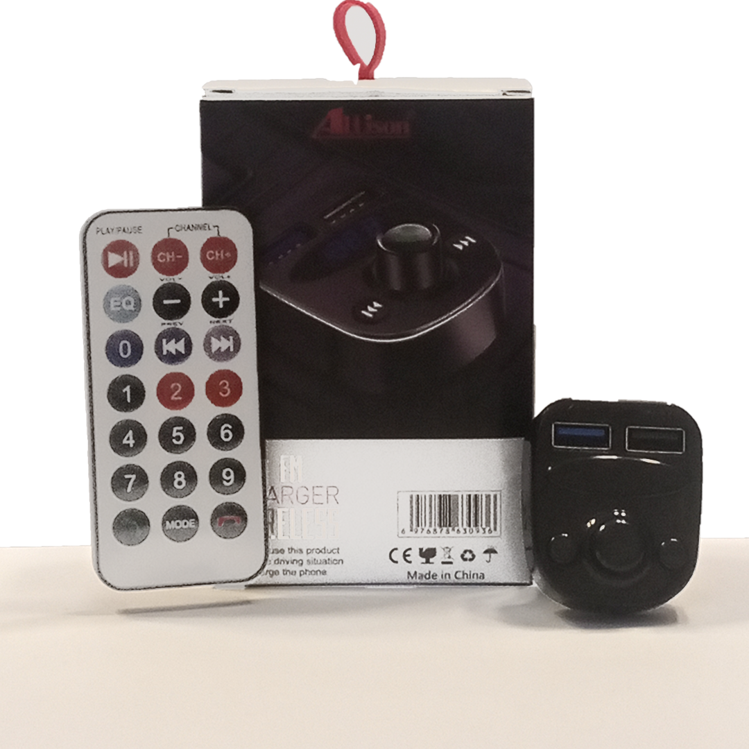 شاحن سيارة FM مع بلوتوث ومدخل AUX ومنفذين USB allison - Image 1 + 1