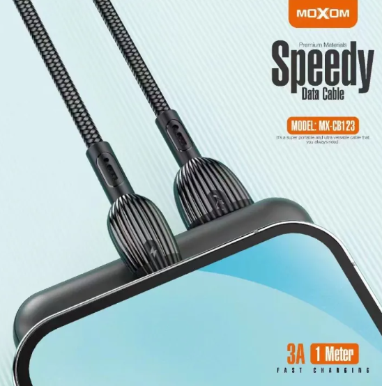 وصلة moxom  شحن سريع 3A ونقل بيانات (Micro USB، بطول 1 متر) - Image 2 + 1