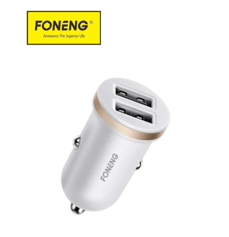 شاحن سيارة foneng بمنفذين USB بقوة 12 واط – متوافق مع Lightning