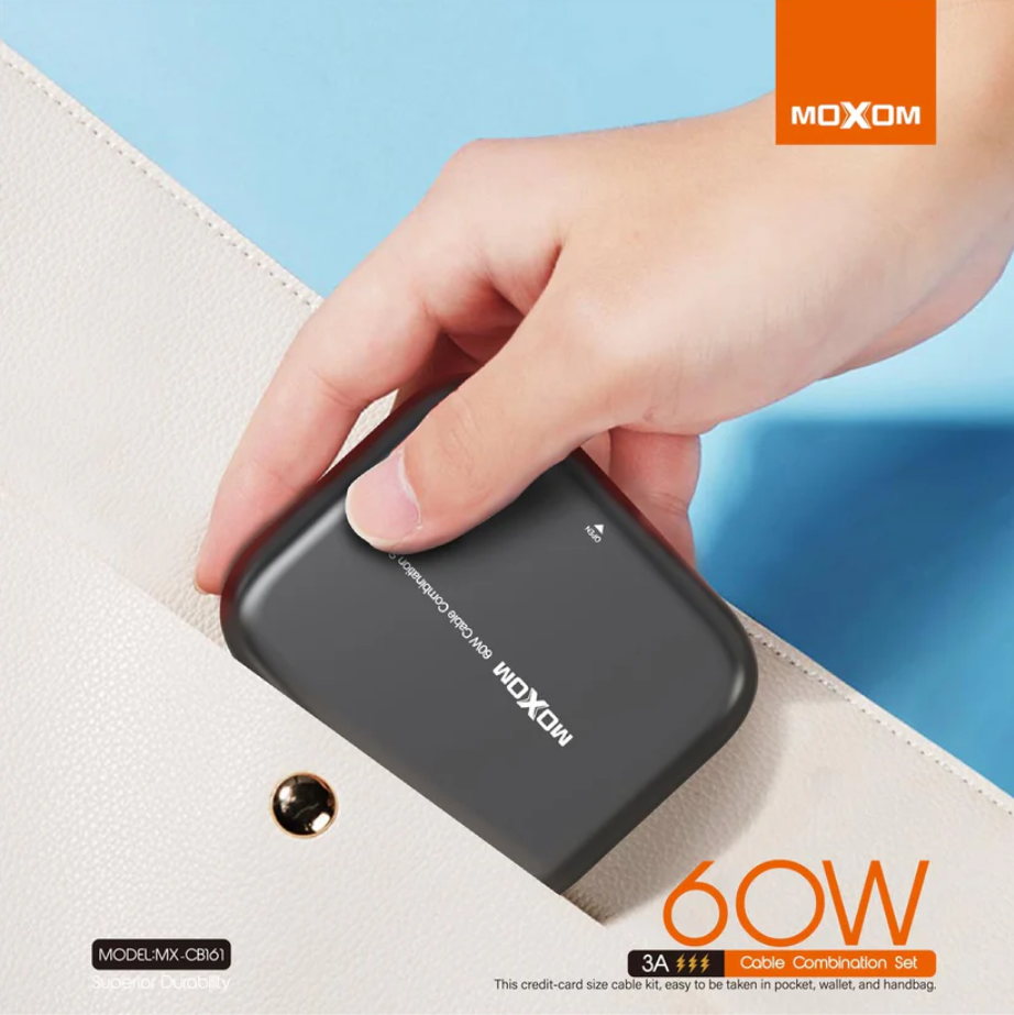 طقم وصلات moxom الكل في واحد للشحن ونقل البيانات بسرعة فائقة (60W PD) - Image 2 + 1