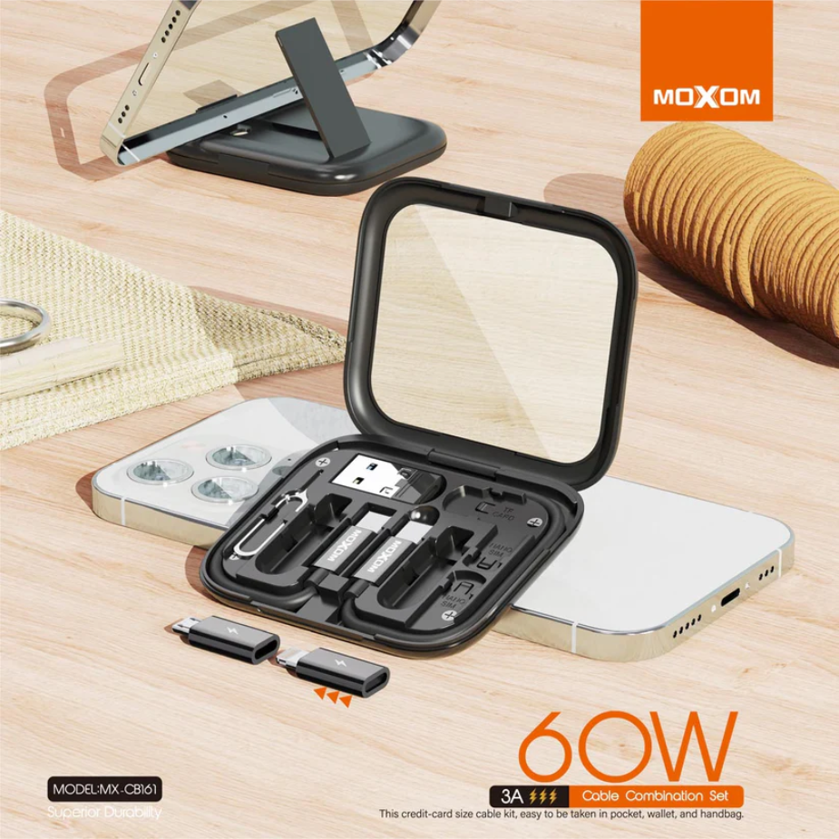 طقم وصلات moxom الكل في واحد للشحن ونقل البيانات بسرعة فائقة (60W PD) - Image 1 + 1