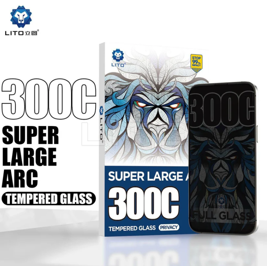 لاصق شاشة الخصوصية lito 300C بزجاج مقسى وحواف منحنية كبيرة  - Image 1 + 1