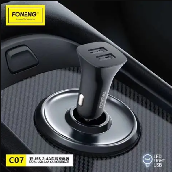 شاحن سيارة foneng بمنفذين USB-A (2.4A) - Image 2 + 1