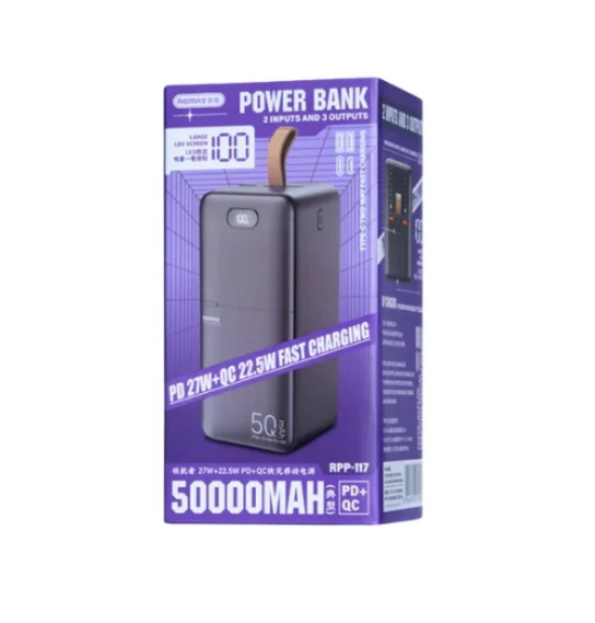 باور بانك remax سعة 50000 مللي أمبير مع شحن سريع PD+QC (PD 27W + QC 22.5W) - Image 1 + 1