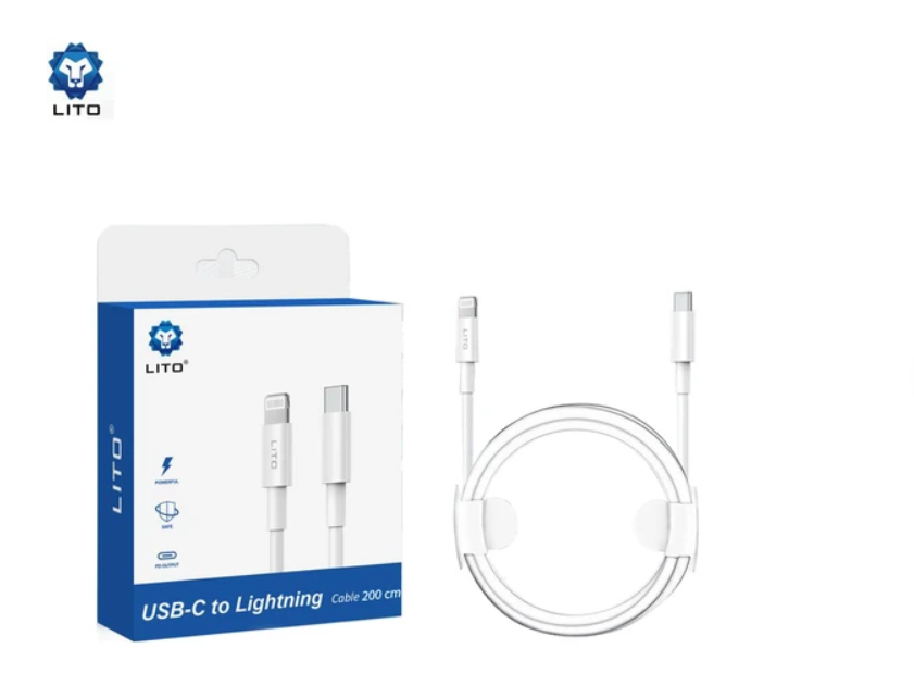 وصلة lito USB-C إلى Lightning للشحن ونقل البيانات – بطول 2 متر - Image 1 + 1
