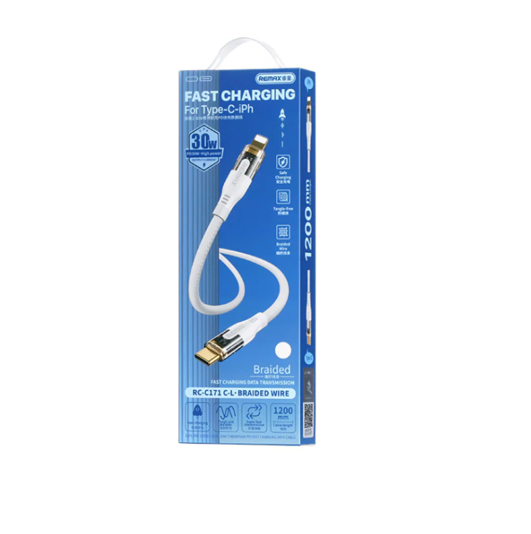 وصلة شحن سريع remax C-L Explore Series 30W من Type-C إلى Lightning – بطول 1.2 متر - Image 1 + 1