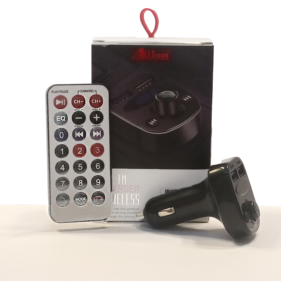 شاحن سيارة FM مع بلوتوث ومدخل AUX ومنفذين USB allison - Image 2 + 1
