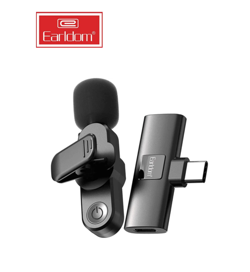مايكروفون لاسلكي earldom موصل Type-C أو لايتنينغ، عزل ضوضاء، بلوتوث 5.2