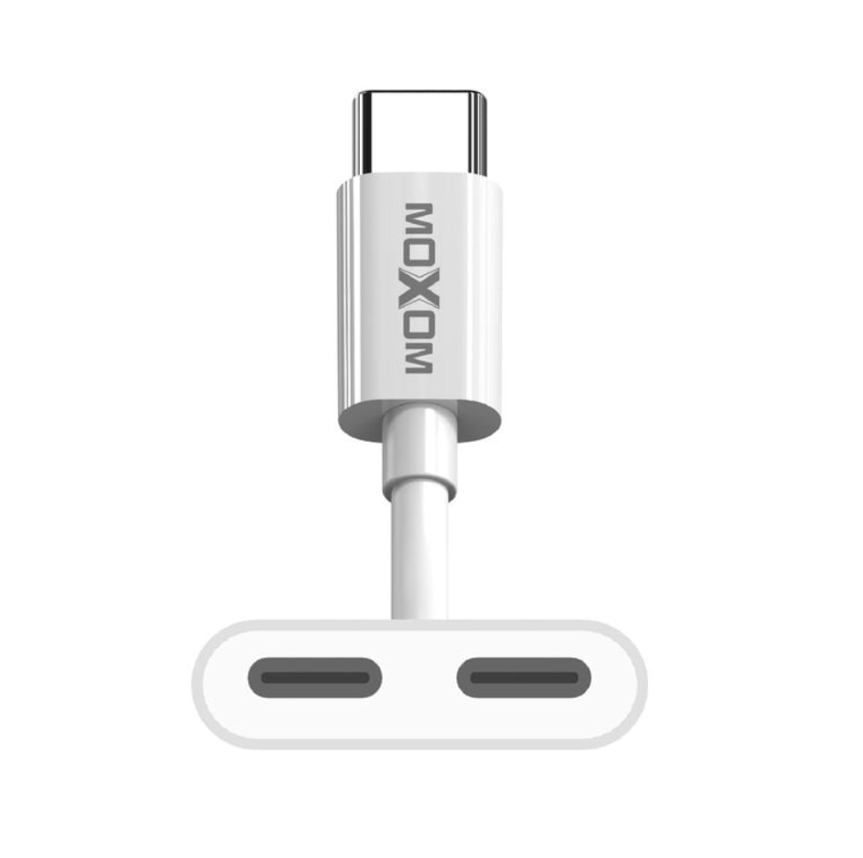 تحويلة moxom من Type-C إلى Type-C + Type-C (شحن وصوت، 3A، 15W) - Image 2 + 1