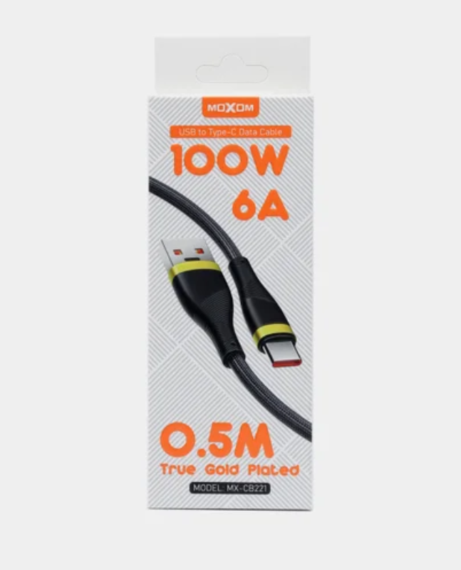 وصلة بيانات moxom Type C، واط 100، بطول 0.5 متر - Image 1 + 1