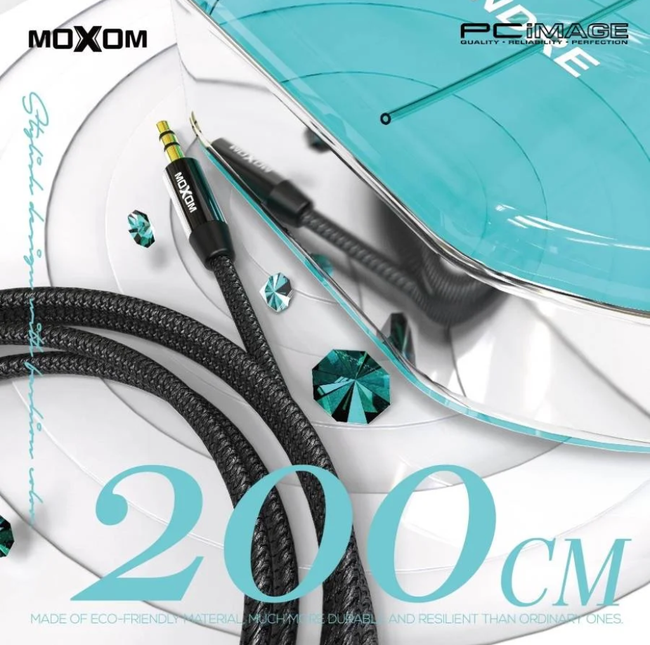 وصلة AUX للصوت بمقبس 3.5 مم (2 متر) moxom - Image 2 + 1