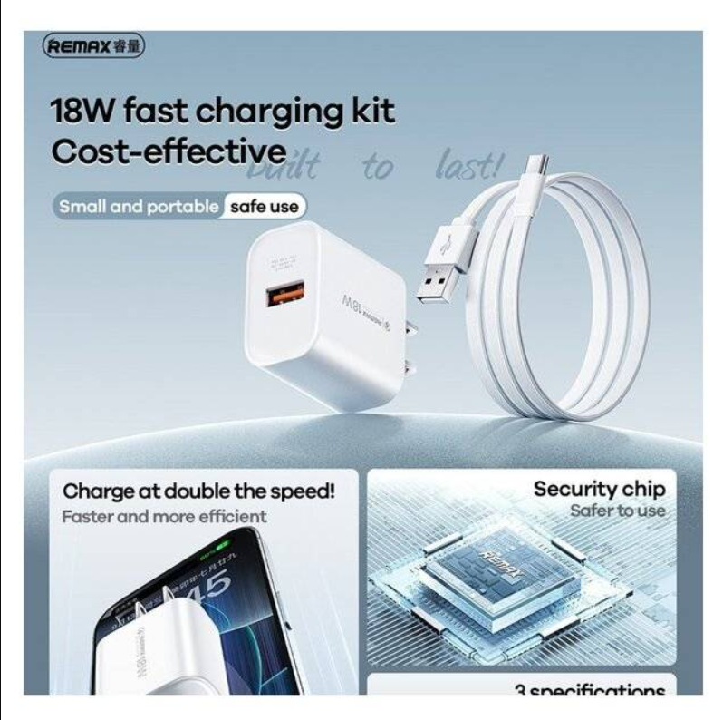 مجموعة الشاحن السريع remax Type-C (18 واط)  - Image 2 + 1
