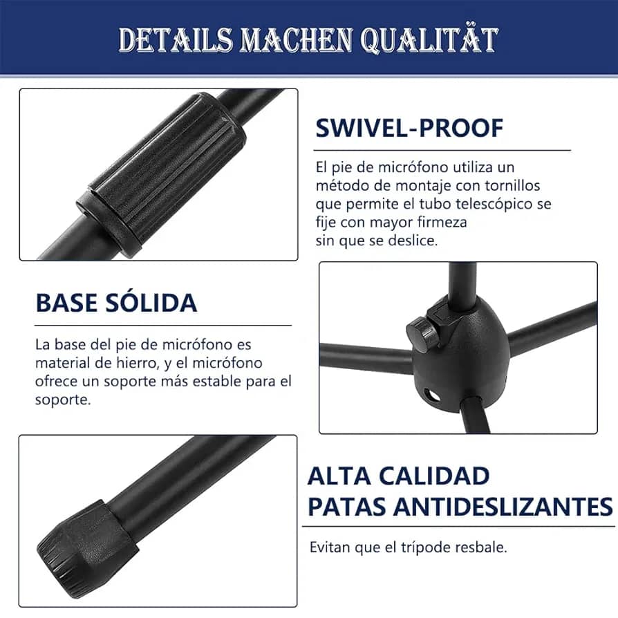 WD-103– حامل مايكروفون مزدوج احترافي بقاعدة ثلاثية - Image 1 + 1