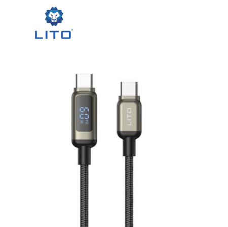 وصلة بيانات وشحن فائق lito بقوة 60 واط من نوع Type-C إلى Type-C مع شاشة LED