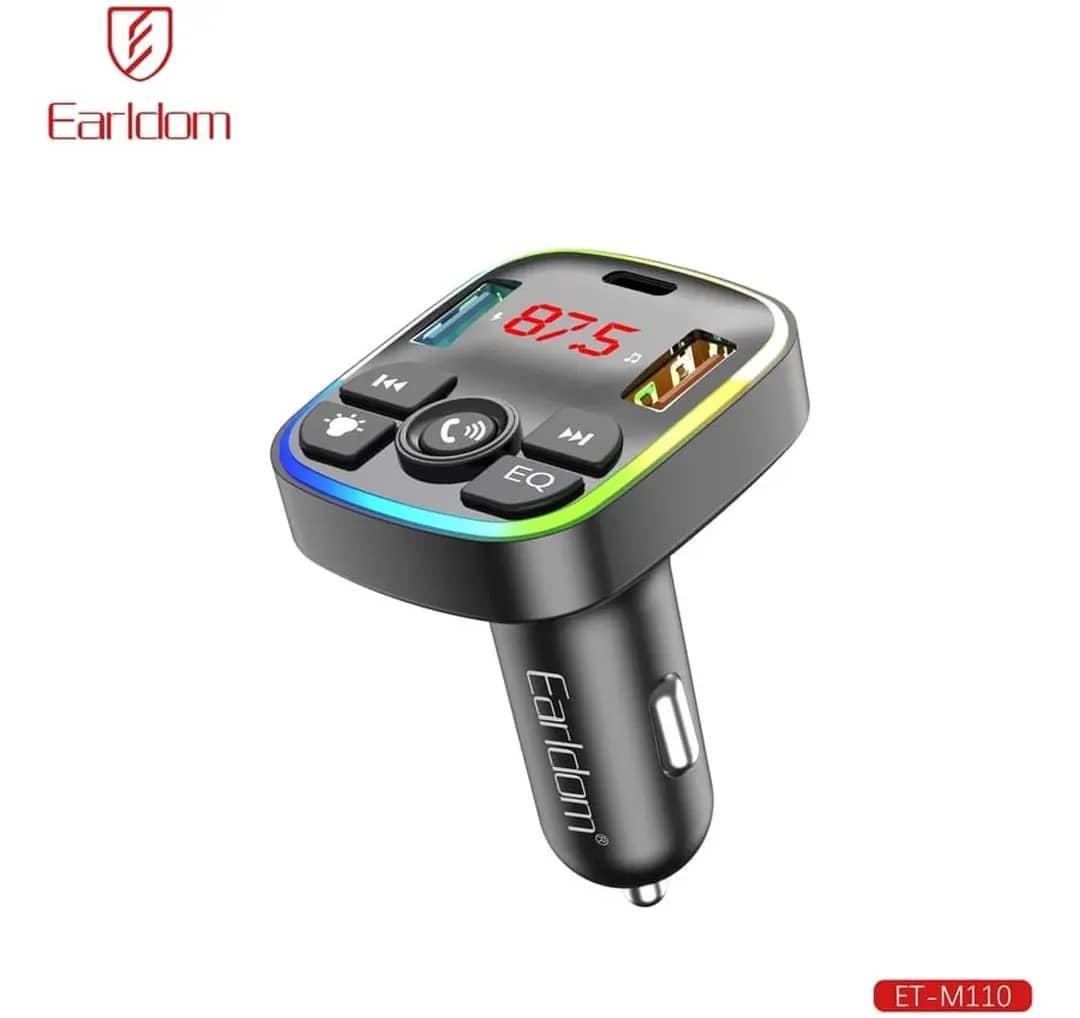 مشغل MP3 لاسلكي للسيارة 4 بـ 1 بتقنية البلوتوث من Earldom مع شحن سريع 3.1 أمبير وجهاز إرسال FM
