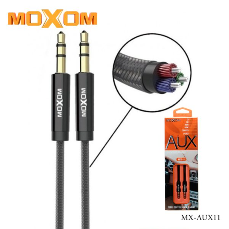 وصلة صوت moxom 3.5 مم من النحاس النقي بطول 1 متر - Image 1 + 1