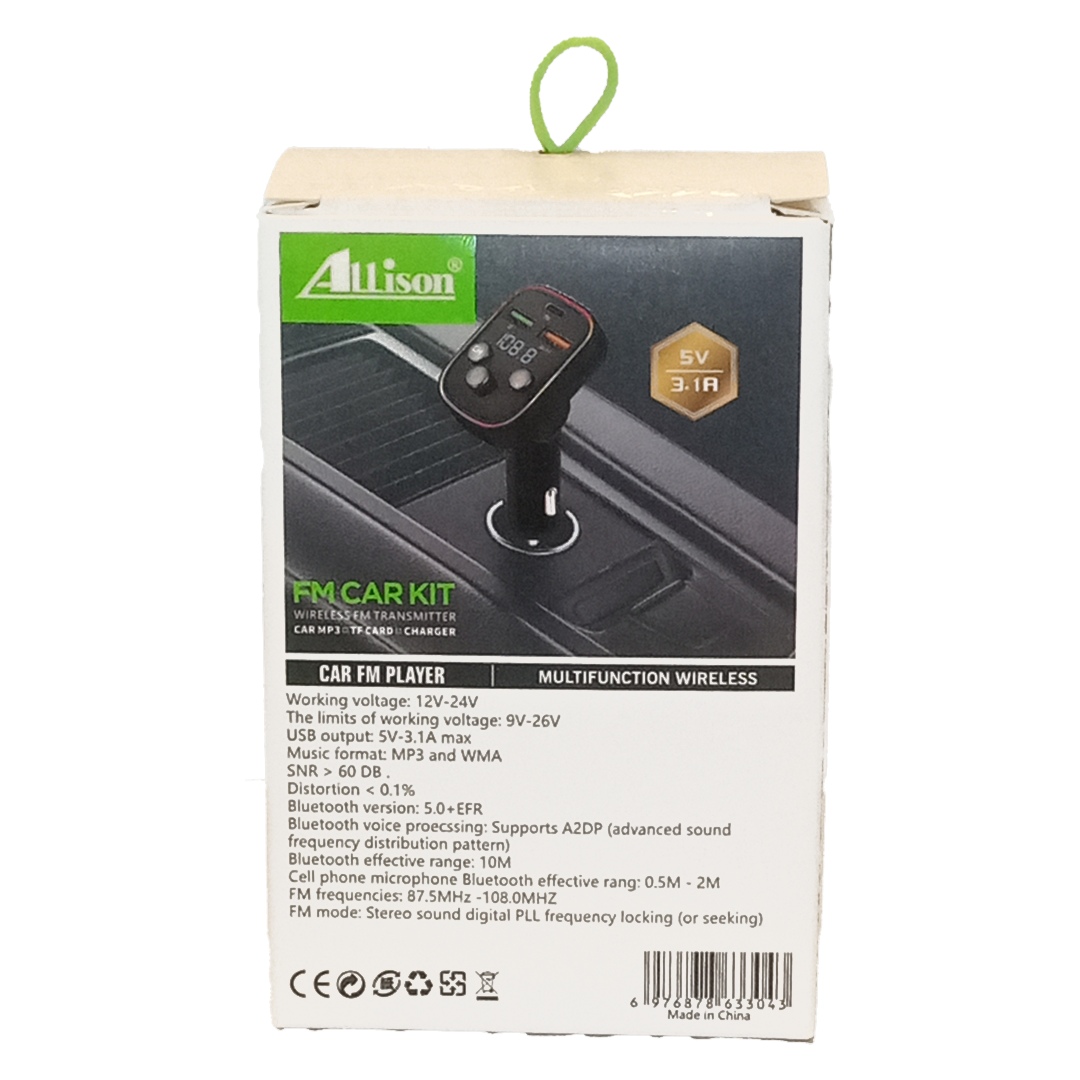 مشغل MP3 للسيارة allison بلوتوث وناقل FM - Image 2 + 1