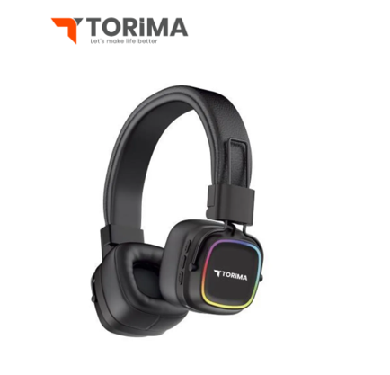 سماعات torima اللاسلكية فوق الأذن بإضاءة RGB