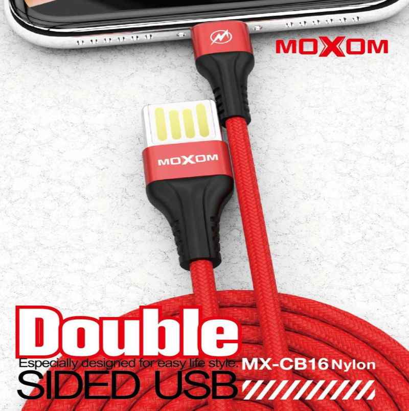 وصلة شحن ونقل بيانات moxom شحن سريع 2.4A، بطول 1 متر - Image 2 + 1