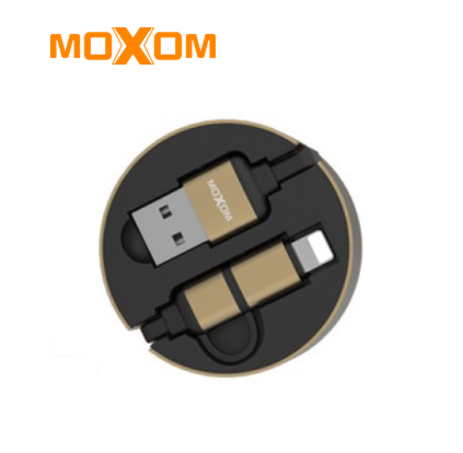وصلة moxom USB قابلة للسحب 2 في 1 (Lightning و Micro USB)