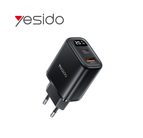 شاحن جداري سريع Yesido بقوة 20 واط وشاشة عرض رقمية 