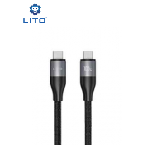 وصلة شحن سريع lito معدني من Type-C إلى Type-C بقوة 100 واط و6 أمبير