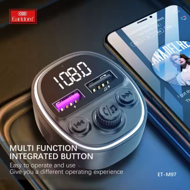 شاحن سيارة لاسلكي مع ناقل FM ومشغل MP3 earldom - Image 2 + 1
