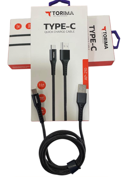 وصلة torima من USB إلى Type-C – شحن سريع 3.0A، طول 1 متر  - Image 1 + 1