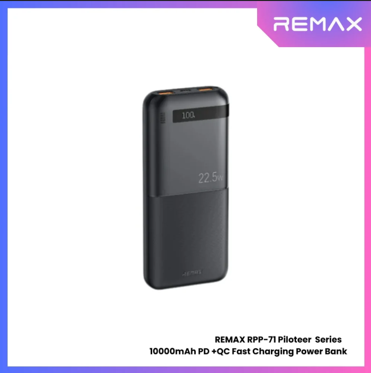 باور بانك remax بسعة 10000 مللي أمبير مع شحن سريع PD+QC (PD 20W + QC 22.5W) - Image 2 + 1