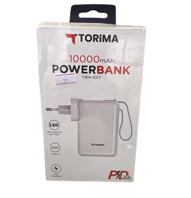 باور بانك torima | سعة 10,000mAh | شاشة LED | شحن سريع Type-C | إخراج PD بقوة 22.5W | يدعم الشحن عبر الكهرباء  - Image 1 + 1