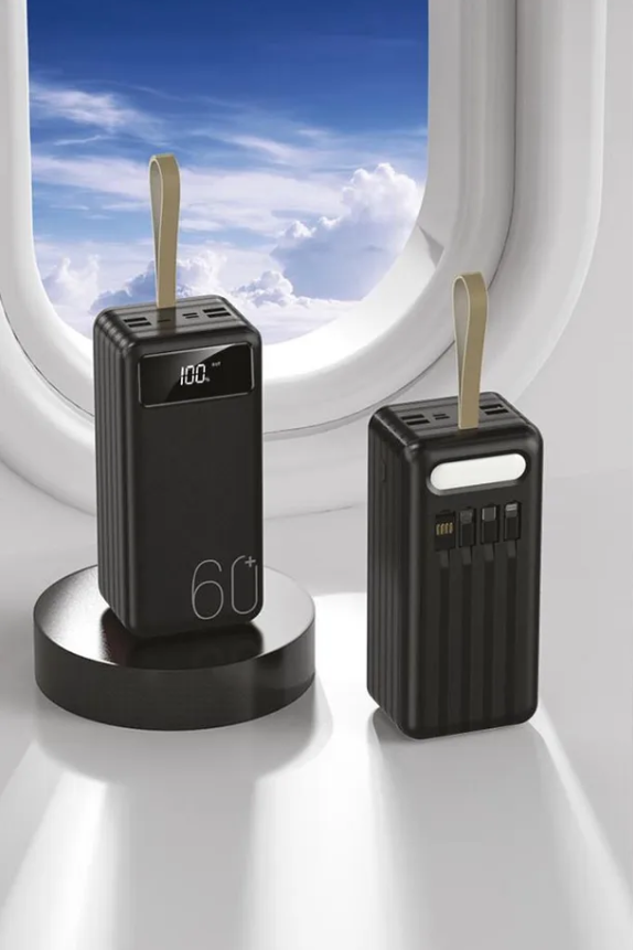 باور بانك torima | سعة 60,000mAh | شاشة LED رقمية | 4 منافذ إخراج | شحن سريع | تصميم مدمج ومحمول  - Image 1 + 1
