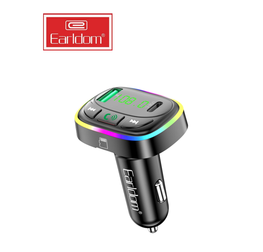 مشغّل MP3 للسيارة earldom بلوتوث، ناقل FM، شحن سريع، وإضاءة RGB