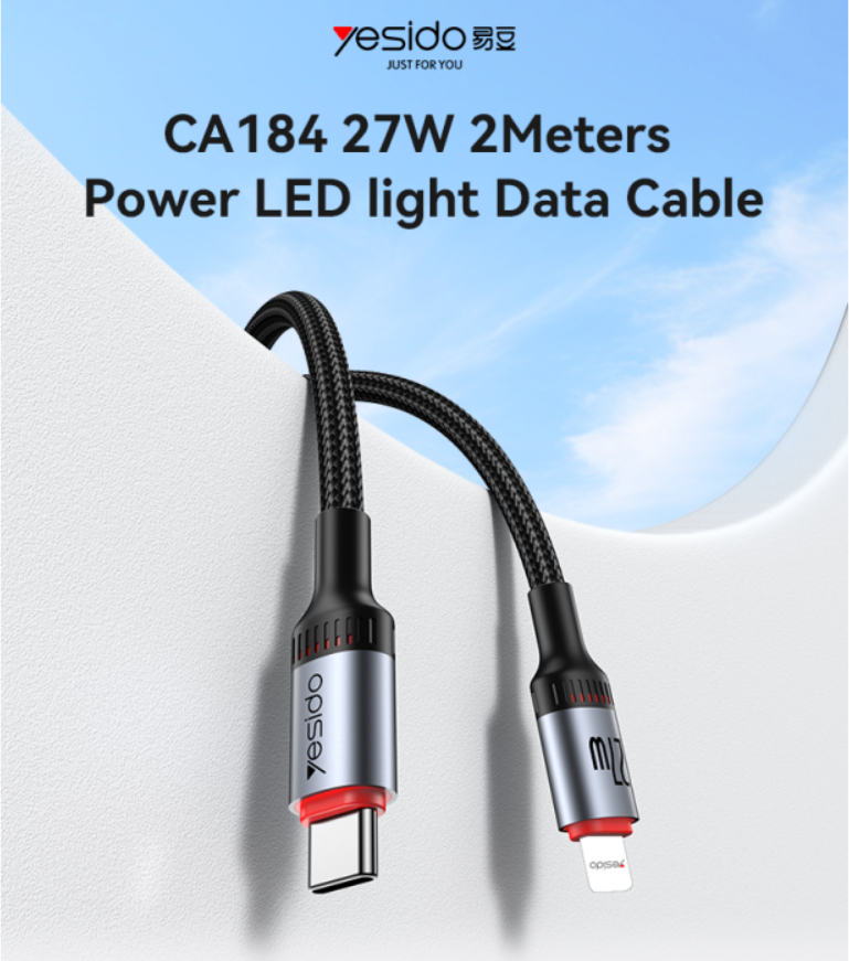 وصلة yesido للشحن السريع — من Type-C إلى Lightning بطول 2 متر - Image 1 + 1