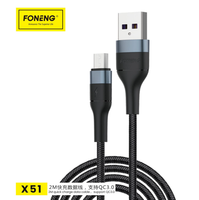 وصلة foneng بطول 1 متر – Type-C | شحن سريع 3A - Image 2 + 1