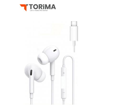 سماعات torima السلكية | موصل USB Type-C | صوت ستيريو | تصميم داخل الأذن | ميكروفون مدمج 