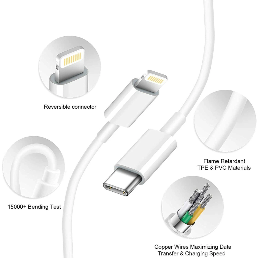 وصلة شحن سريع USB-C بقوة 20 واط apple - Image 2 + 1