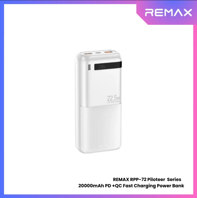 باور بانك remax بسعة 20000 مللي أمبير مع شحن سريع PD+QC (PD 20W + QC 22.5W) - Image 2 + 1
