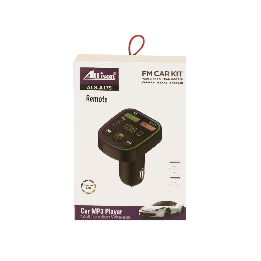 مشغل MP3 للسيارة allison ناقل FM لاسلكي مع بطاقة TF وشاحن USB - Image 1 + 1