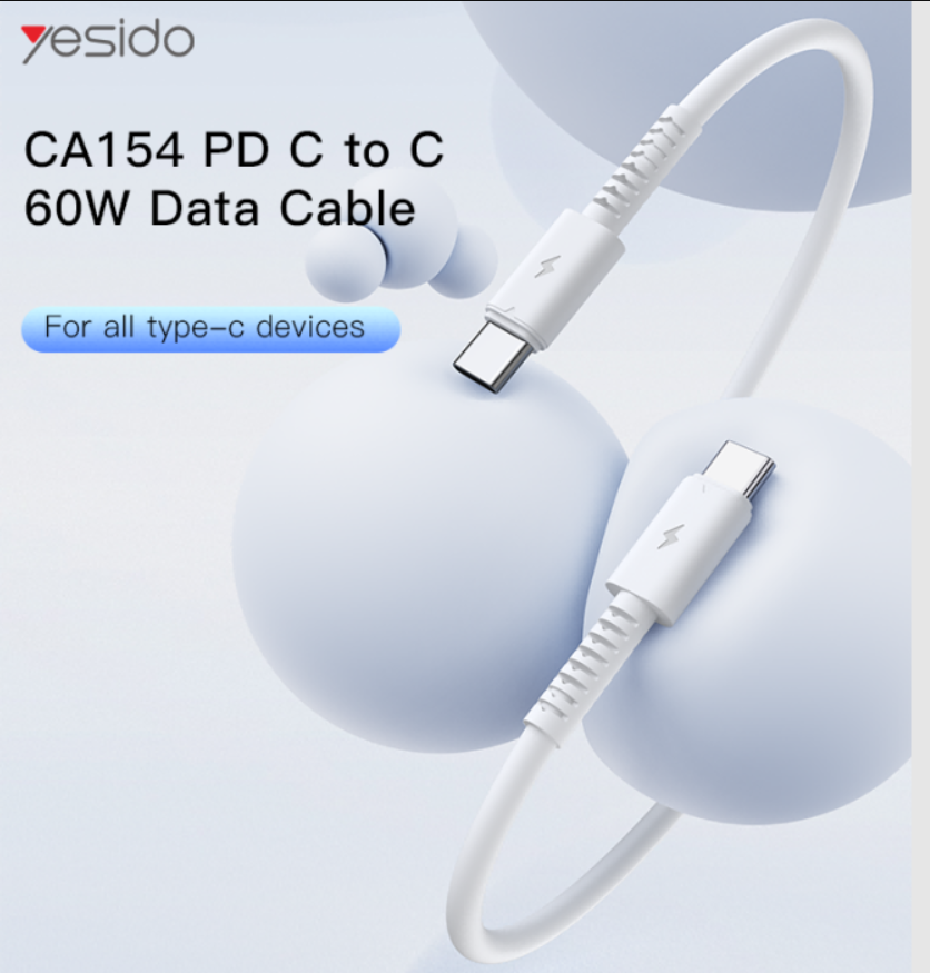 وصلة الشحن السريع yesido — من Type-C إلى Type-C بطول 1 متر - Image 1 + 1