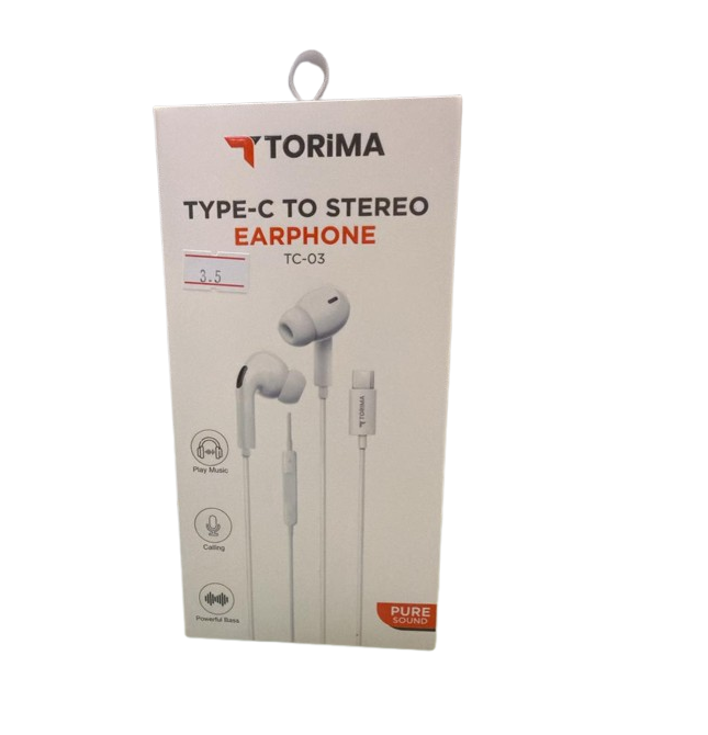 سماعات torima السلكية | موصل USB Type-C | صوت ستيريو | تصميم داخل الأذن | ميكروفون مدمج  - Image 1 + 1